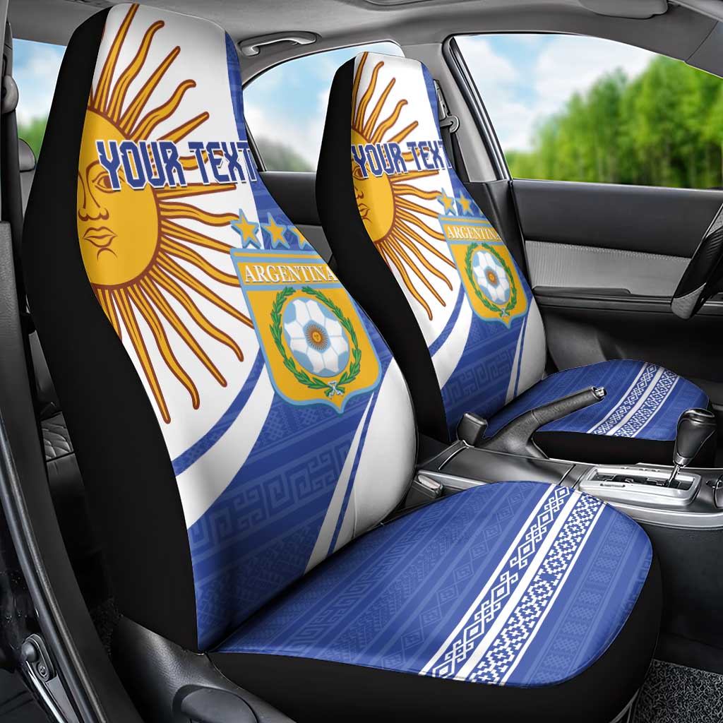 Custom Argentina Football Car Seat Cover Vamos La Albiceleste - Navy Blue Version - Wonder Print Shop