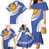 Custom Argentina Football Family Matching Mermaid Dress and Hawaiian Shirt Vamos La Albiceleste - Navy Blue Version - Wonder Print Shop