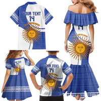 Custom Argentina Football Family Matching Mermaid Dress and Hawaiian Shirt Vamos La Albiceleste - Navy Blue Version - Wonder Print Shop