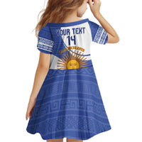 Custom Argentina Football Family Matching Off Shoulder Short Dress and Hawaiian Shirt Vamos La Albiceleste - Navy Blue Version - Wonder Print Shop