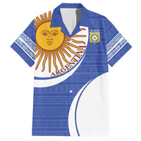 Custom Argentina Football Family Matching Short Sleeve Bodycon Dress and Hawaiian Shirt Vamos La Albiceleste - Navy Blue Version - Wonder Print Shop