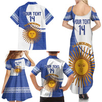 Custom Argentina Football Family Matching Summer Maxi Dress and Hawaiian Shirt Vamos La Albiceleste - Navy Blue Version - Wonder Print Shop
