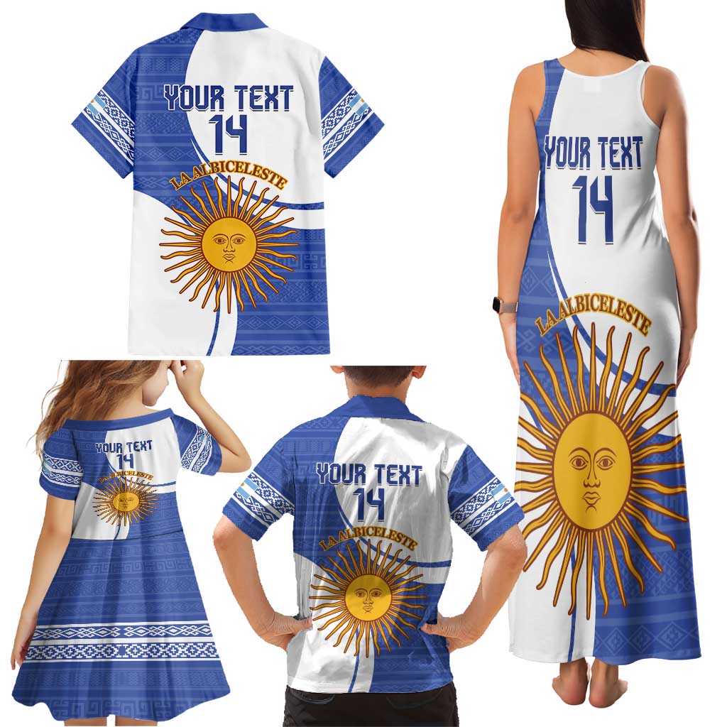 Custom Argentina Football Family Matching Tank Maxi Dress and Hawaiian Shirt Vamos La Albiceleste - Navy Blue Version - Wonder Print Shop
