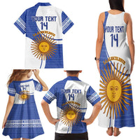 Custom Argentina Football Family Matching Tank Maxi Dress and Hawaiian Shirt Vamos La Albiceleste - Navy Blue Version - Wonder Print Shop