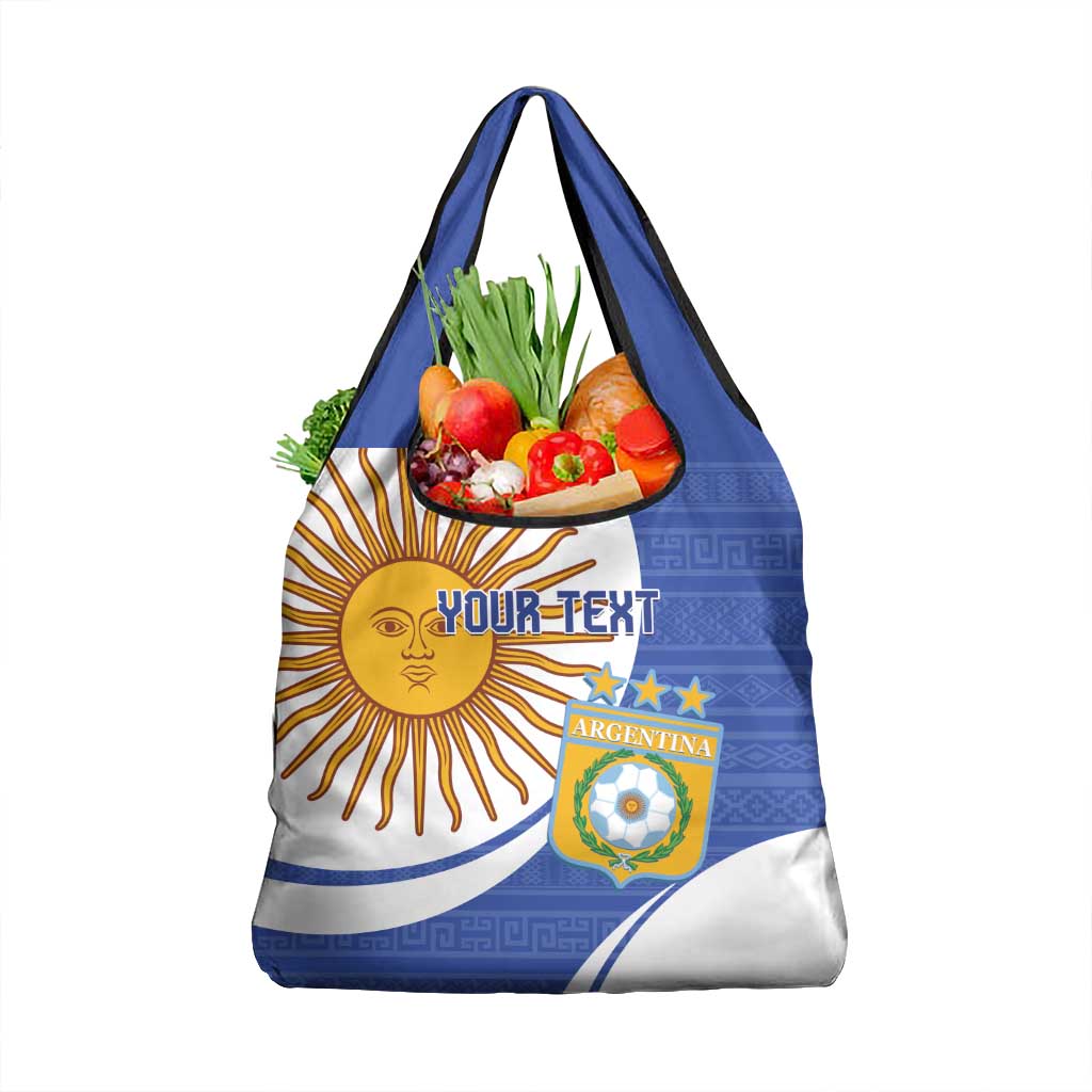 Custom Argentina Football Grocery Bag Vamos La Albiceleste - Navy Blue Version