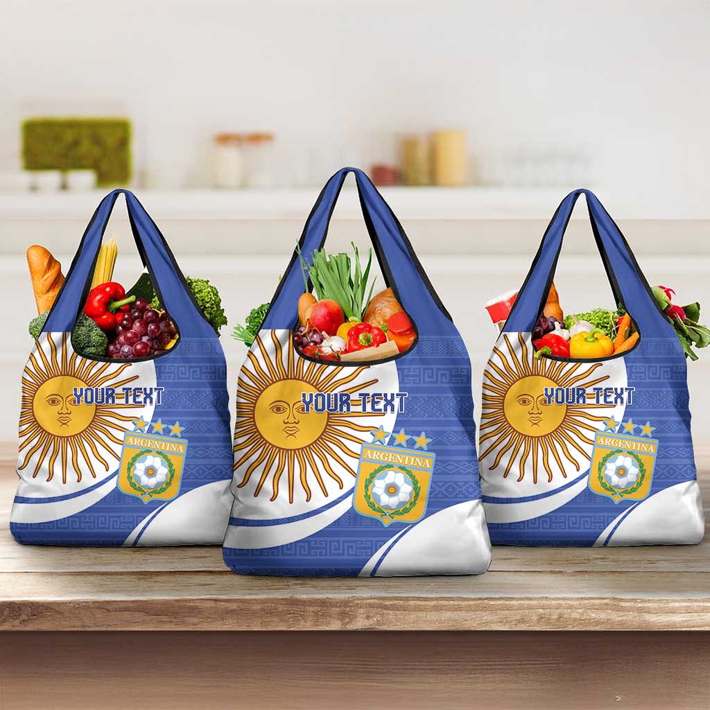 Custom Argentina Football Grocery Bag Vamos La Albiceleste - Navy Blue Version