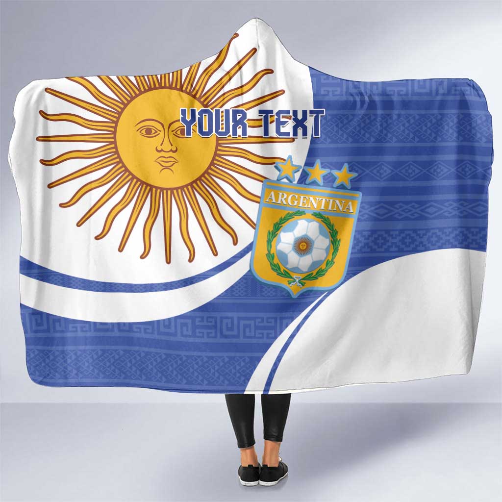 Custom Argentina Football Hooded Blanket Vamos La Albiceleste - Navy Blue Version
