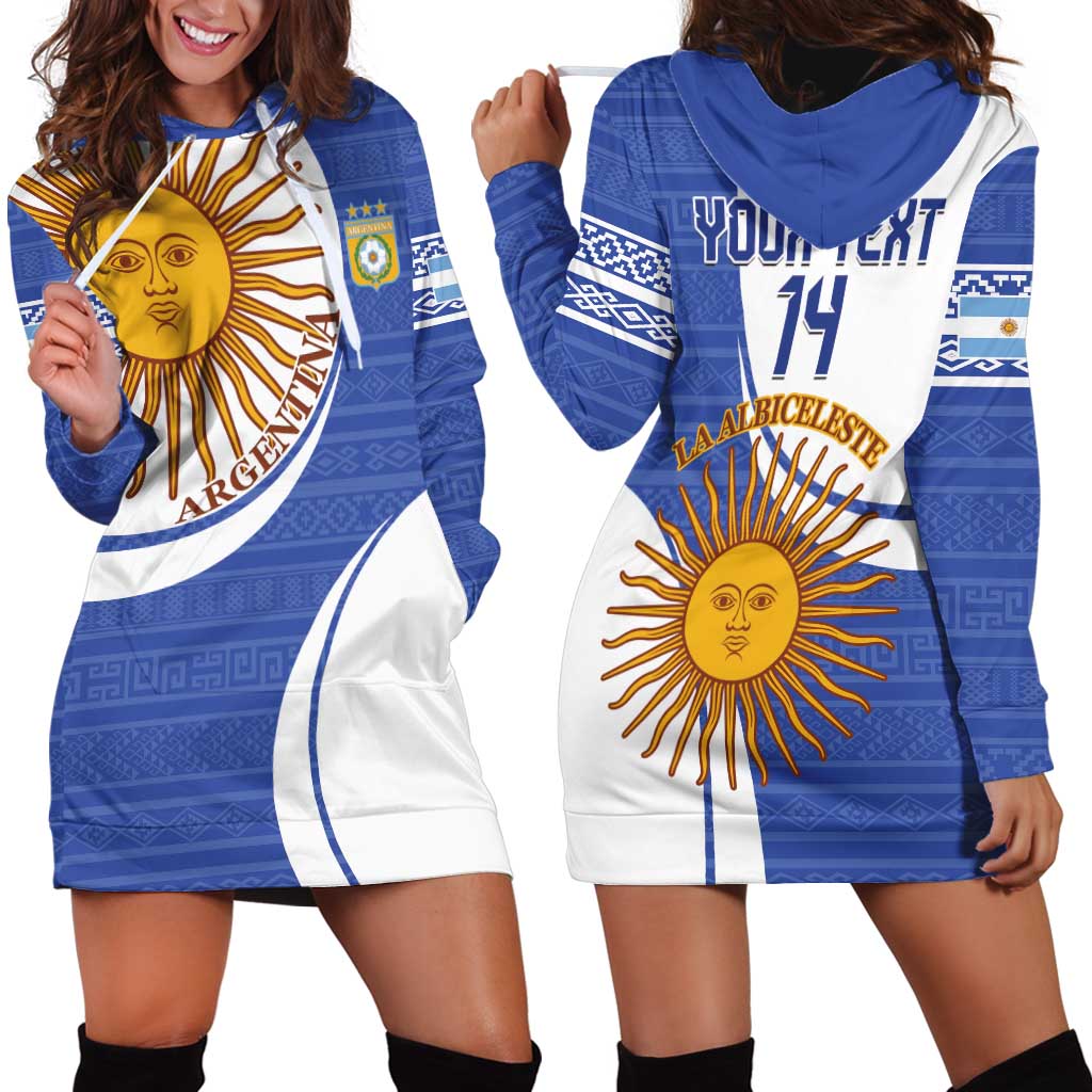 Custom Argentina Football Hoodie Dress Vamos La Albiceleste - Navy Blue Version - Wonder Print Shop