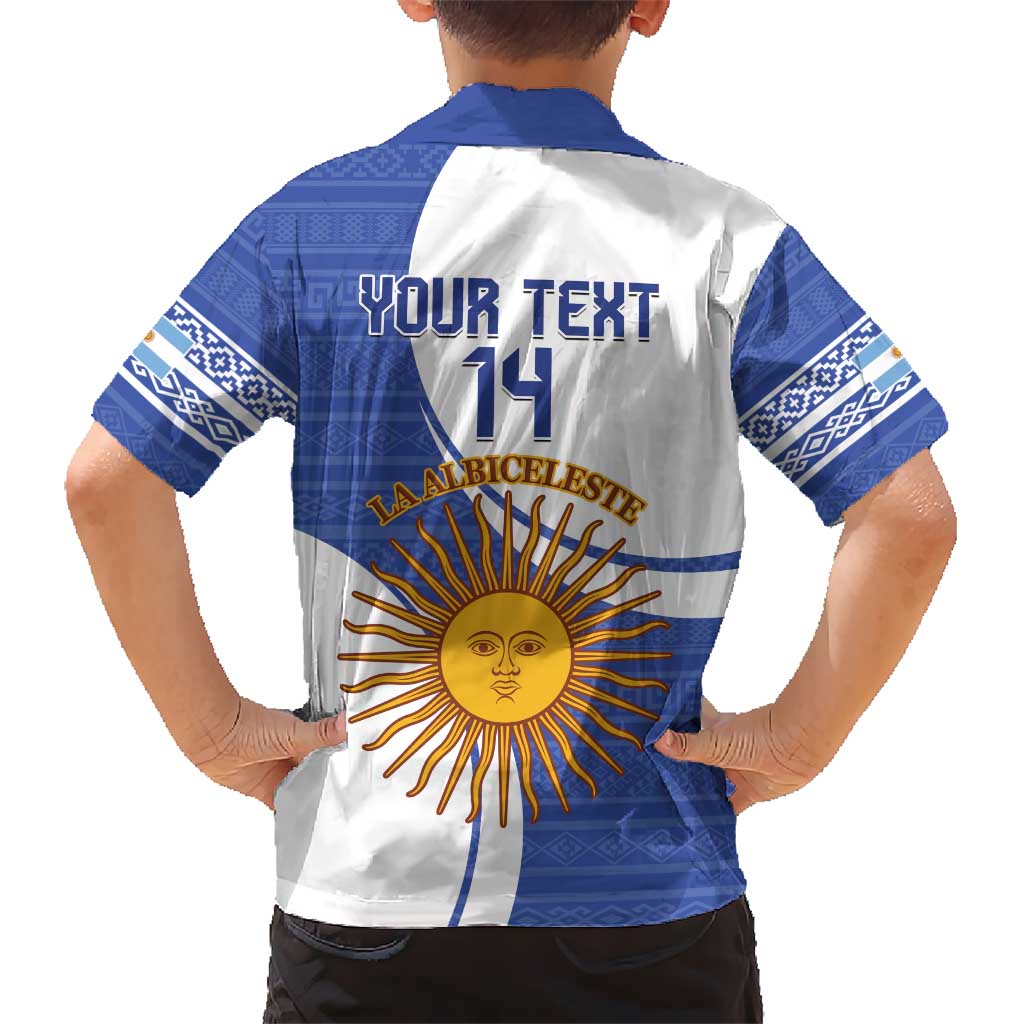 Custom Argentina Football Kid Hawaiian Shirt Vamos La Albiceleste - Navy Blue Version - Wonder Print Shop