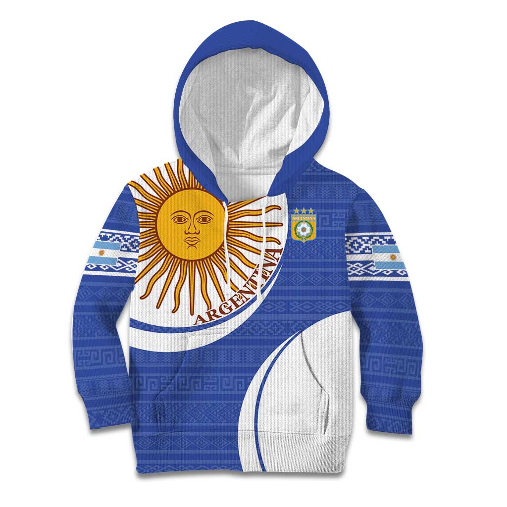 Custom Argentina Football Kid Hoodie Vamos La Albiceleste - Navy Blue Version - Wonder Print Shop