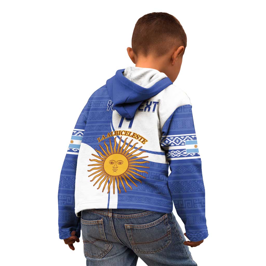 Custom Argentina Football Kid Hoodie Vamos La Albiceleste - Navy Blue Version - Wonder Print Shop