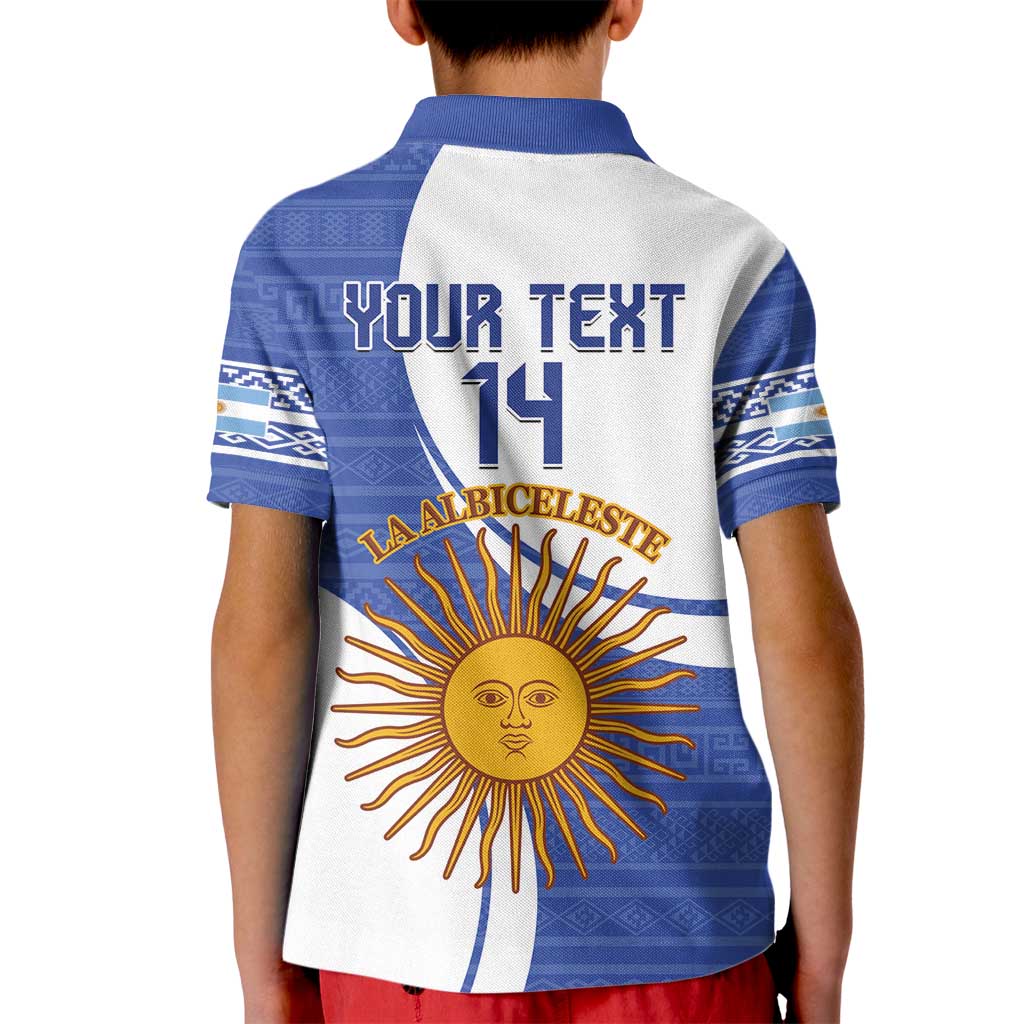 Custom Argentina Football Kid Polo Shirt Vamos La Albiceleste - Navy Blue Version - Wonder Print Shop