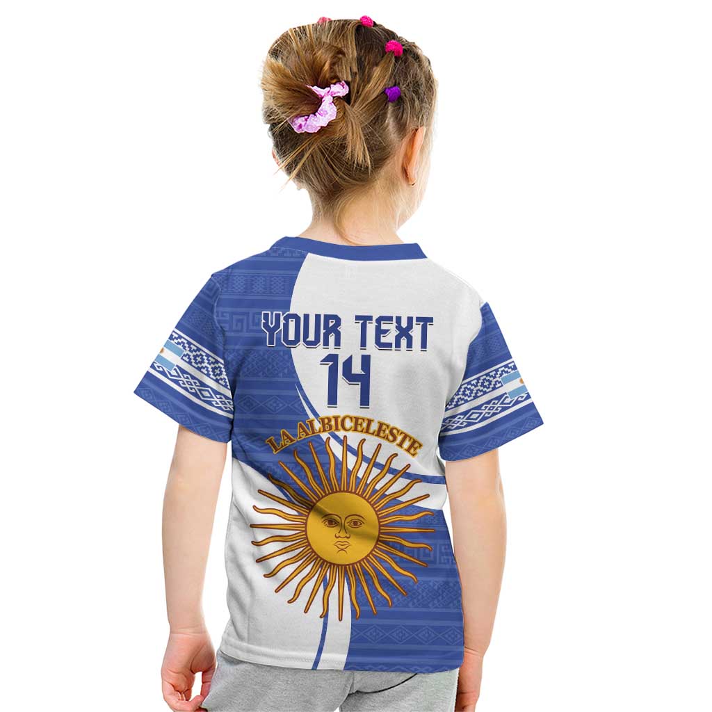 Custom Argentina Football Kid T Shirt Vamos La Albiceleste - Navy Blue Version - Wonder Print Shop