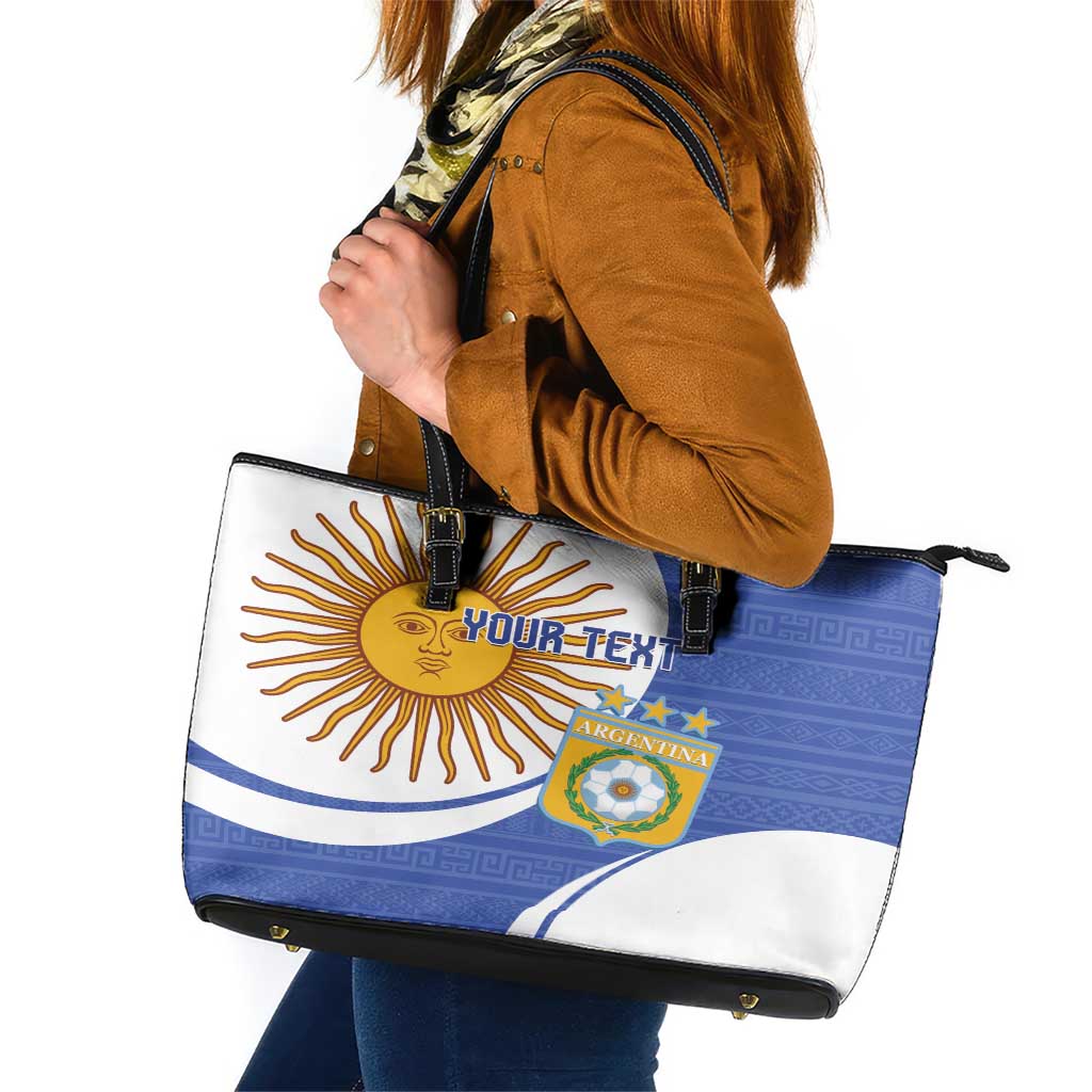 Custom Argentina Football Leather Tote Bag Vamos La Albiceleste - Navy Blue Version - Wonder Print Shop