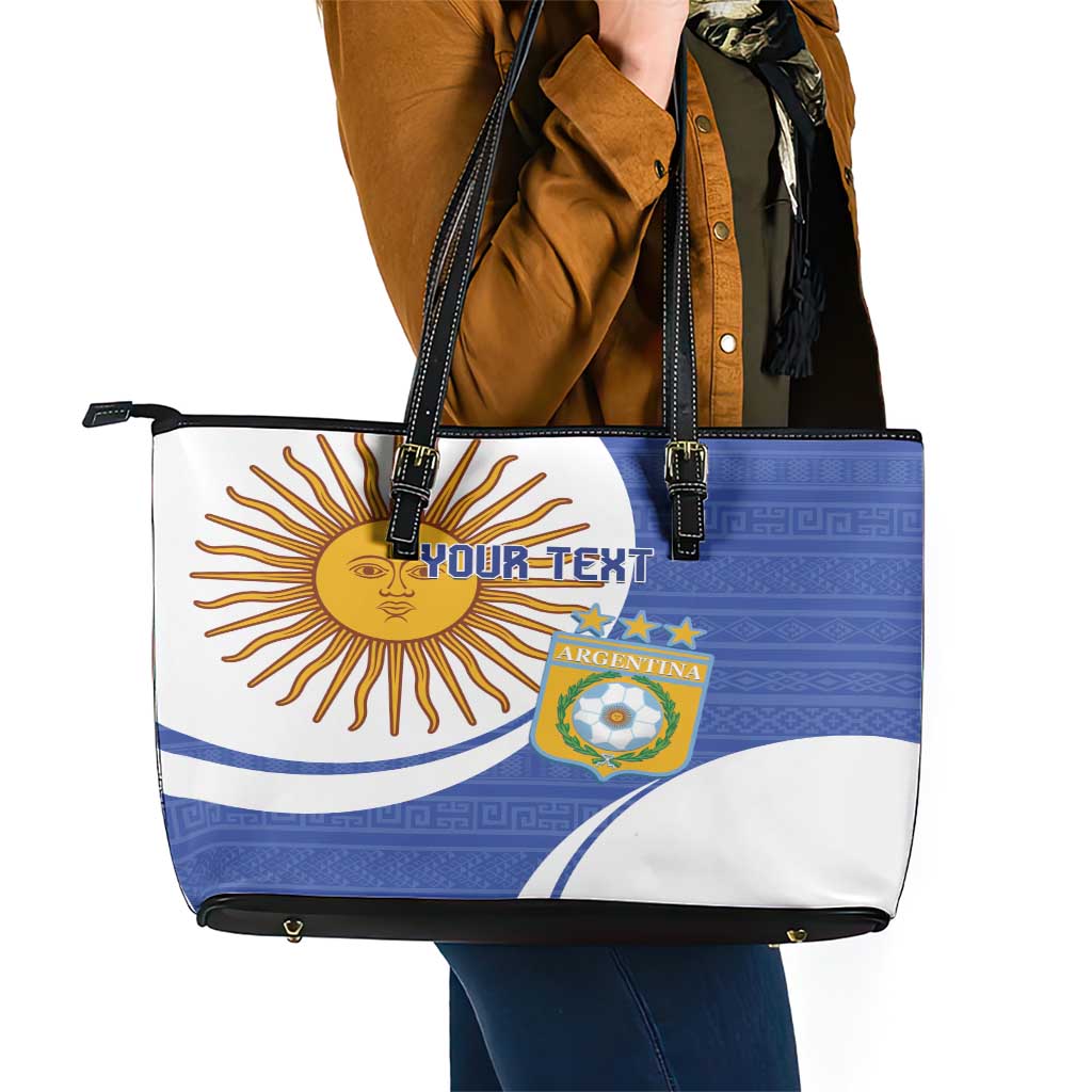 Custom Argentina Football Leather Tote Bag Vamos La Albiceleste - Navy Blue Version - Wonder Print Shop