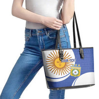 Custom Argentina Football Leather Tote Bag Vamos La Albiceleste - Navy Blue Version - Wonder Print Shop