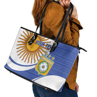 Custom Argentina Football Leather Tote Bag Vamos La Albiceleste - Navy Blue Version - Wonder Print Shop