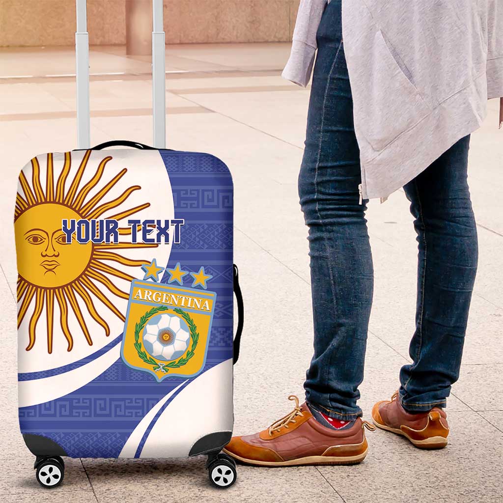 Custom Argentina Football Luggage Cover Vamos La Albiceleste - Navy Blue Version - Wonder Print Shop
