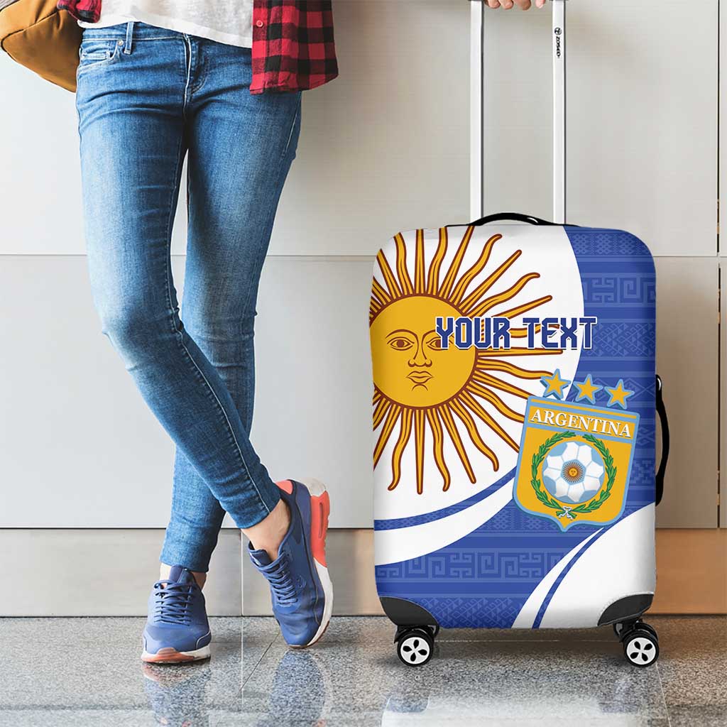 Custom Argentina Football Luggage Cover Vamos La Albiceleste - Navy Blue Version - Wonder Print Shop