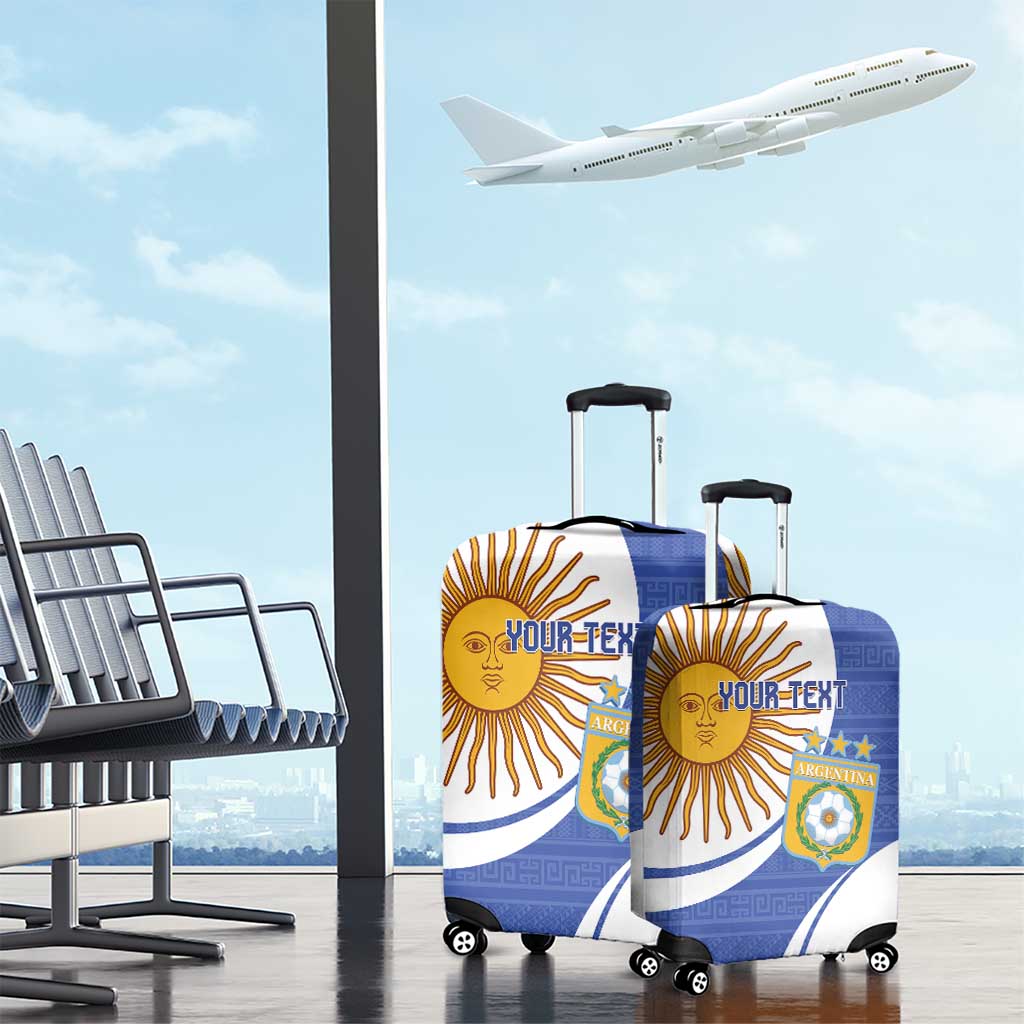 Custom Argentina Football Luggage Cover Vamos La Albiceleste - Navy Blue Version - Wonder Print Shop