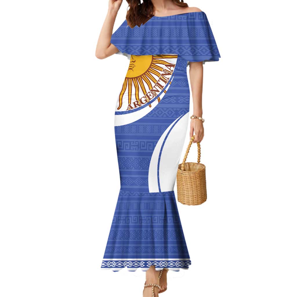 Custom Argentina Football Mermaid Dress Vamos La Albiceleste - Navy Blue Version - Wonder Print Shop