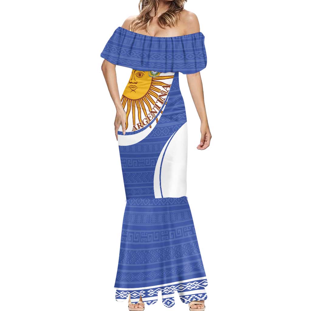 Custom Argentina Football Mermaid Dress Vamos La Albiceleste - Navy Blue Version - Wonder Print Shop