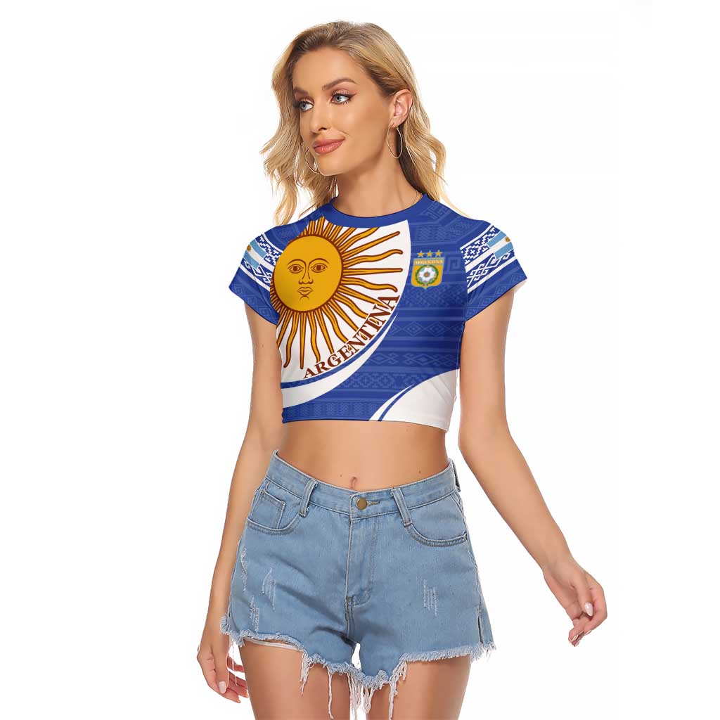 Custom Argentina Football Raglan Cropped T Shirt Vamos La Albiceleste - Navy Blue Version - Wonder Print Shop