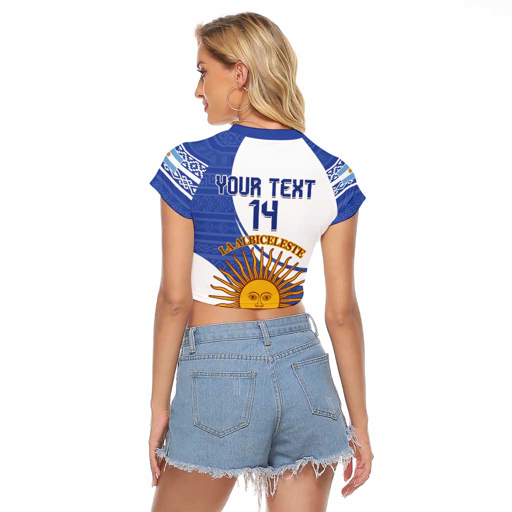 Custom Argentina Football Raglan Cropped T Shirt Vamos La Albiceleste - Navy Blue Version - Wonder Print Shop