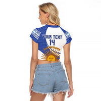 Custom Argentina Football Raglan Cropped T Shirt Vamos La Albiceleste - Navy Blue Version - Wonder Print Shop