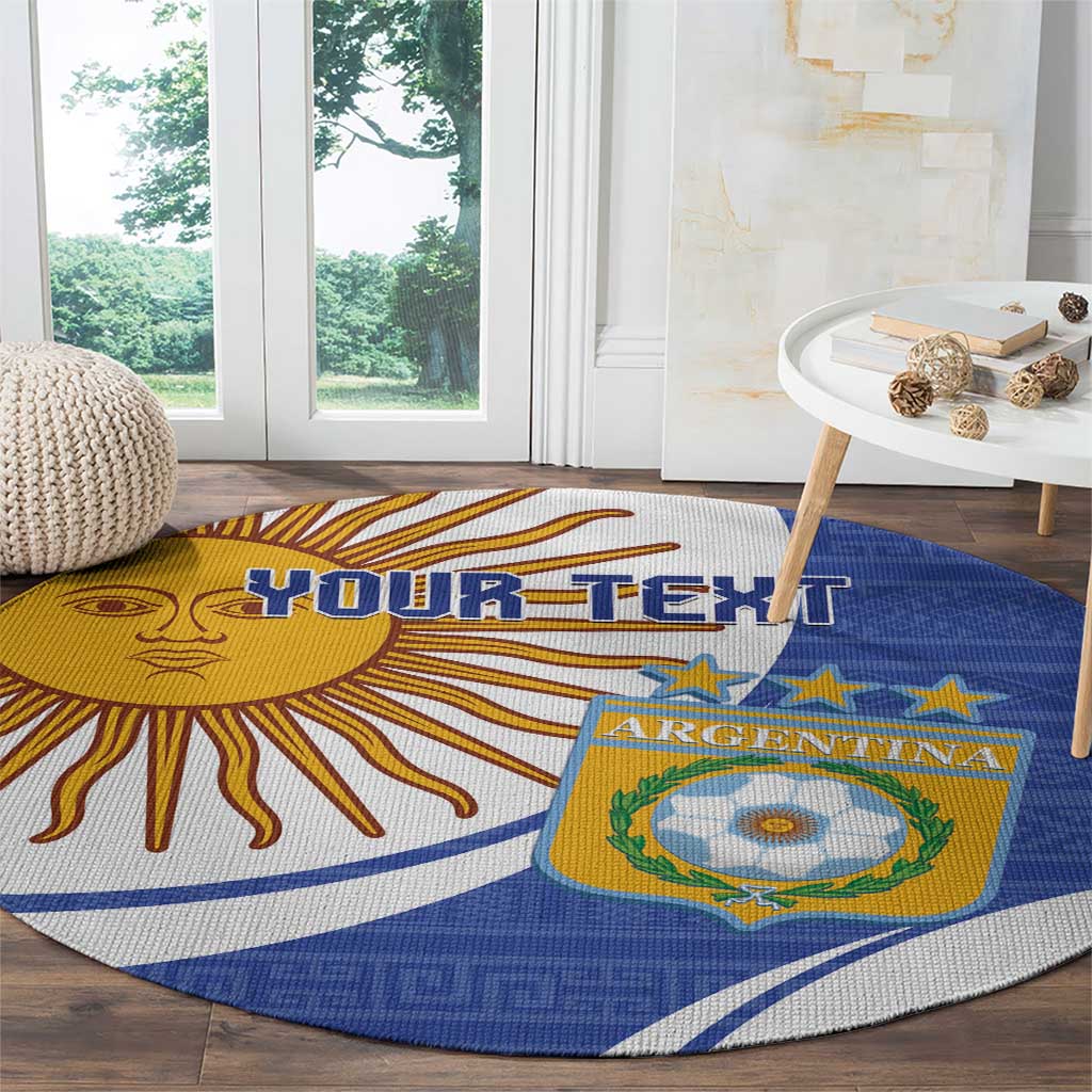 Custom Argentina Football Round Carpet Vamos La Albiceleste - Navy Blue Version