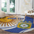 Custom Argentina Football Round Carpet Vamos La Albiceleste - Navy Blue Version