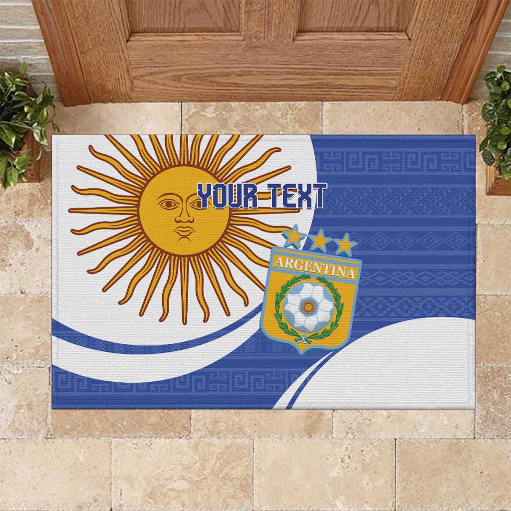 Custom Argentina Football Rubber Doormat Vamos La Albiceleste - Navy Blue Version - Wonder Print Shop