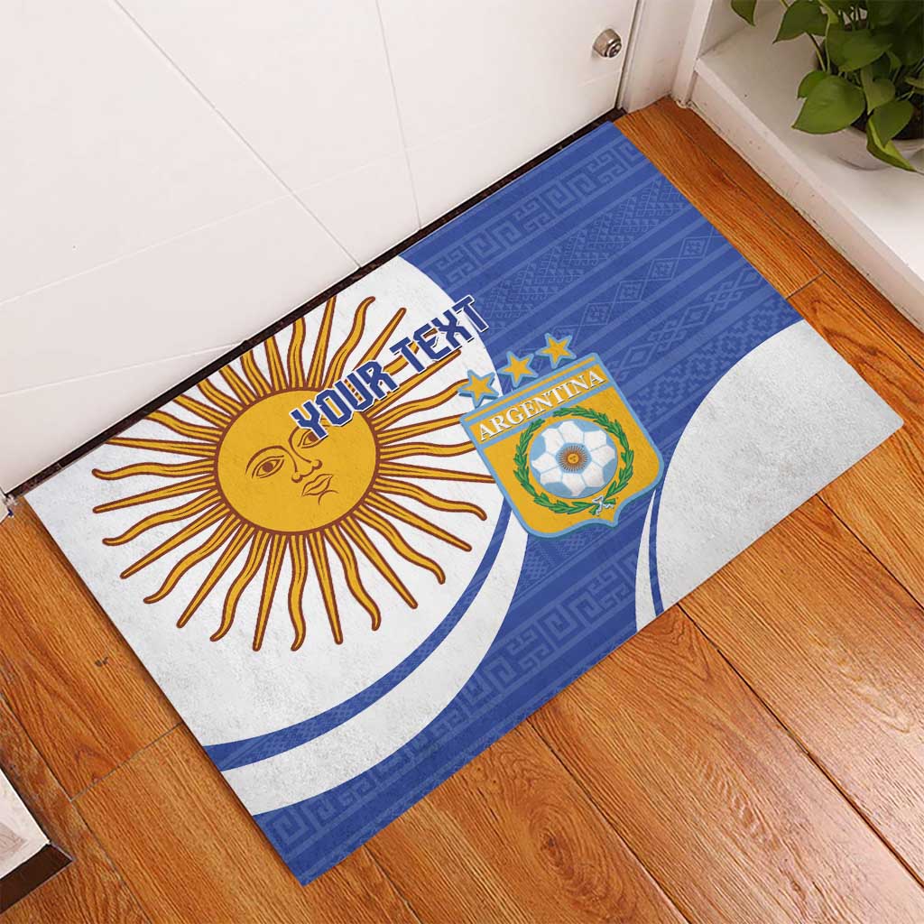 Custom Argentina Football Rubber Doormat Vamos La Albiceleste - Navy Blue Version - Wonder Print Shop