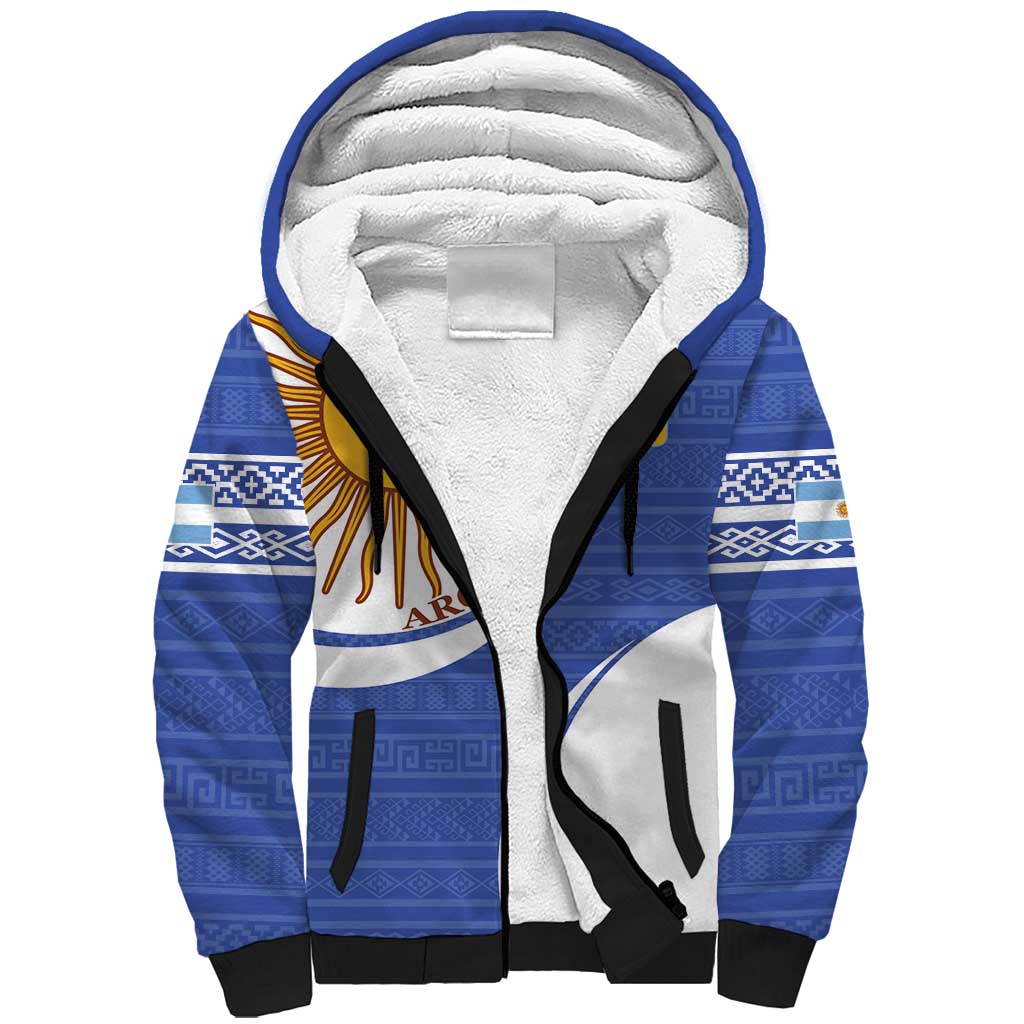 Custom Argentina Football Sherpa Hoodie Vamos La Albiceleste - Navy Blue Version - Wonder Print Shop