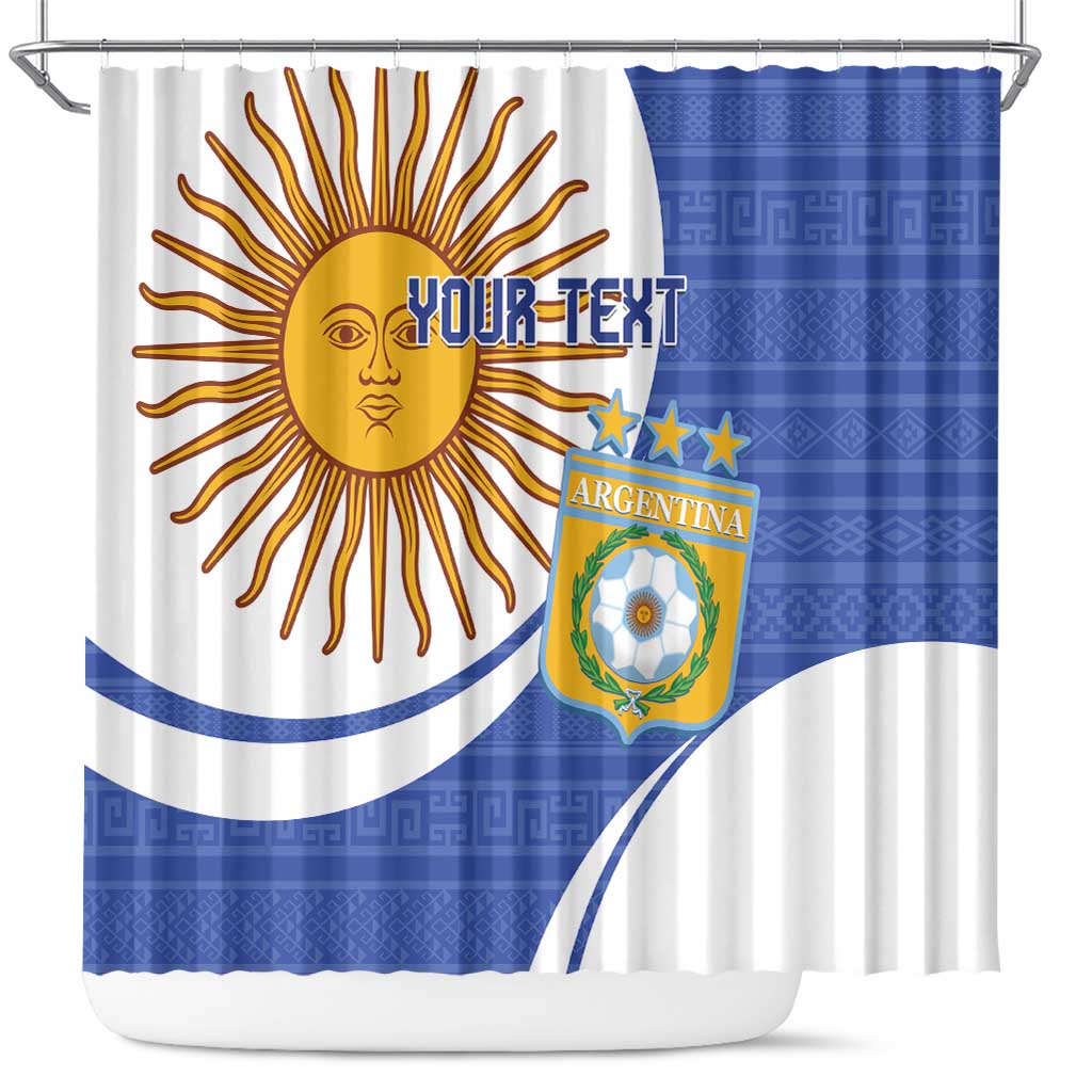 Custom Argentina Football Shower Curtain Vamos La Albiceleste - Navy Blue Version