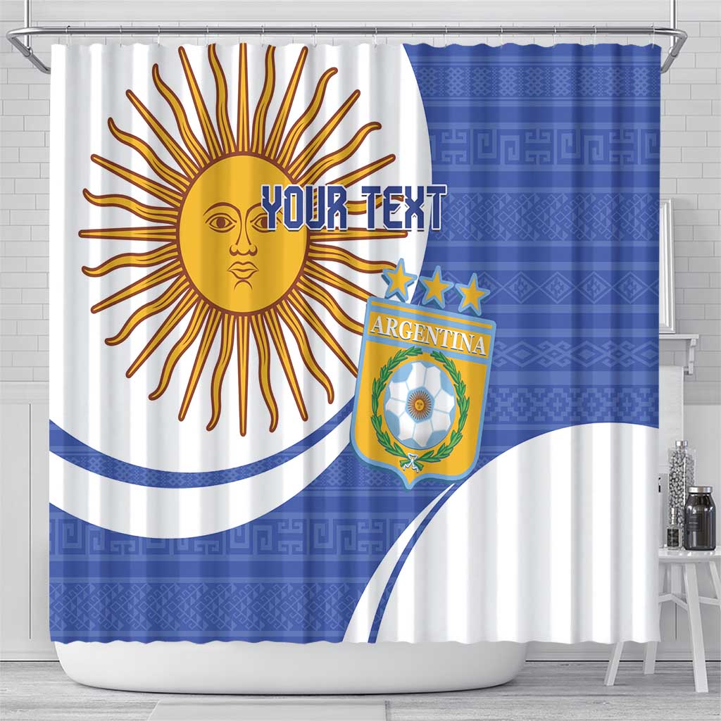 Custom Argentina Football Shower Curtain Vamos La Albiceleste - Navy Blue Version