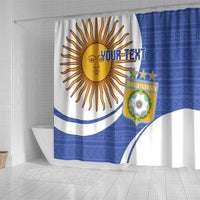 Custom Argentina Football Shower Curtain Vamos La Albiceleste - Navy Blue Version