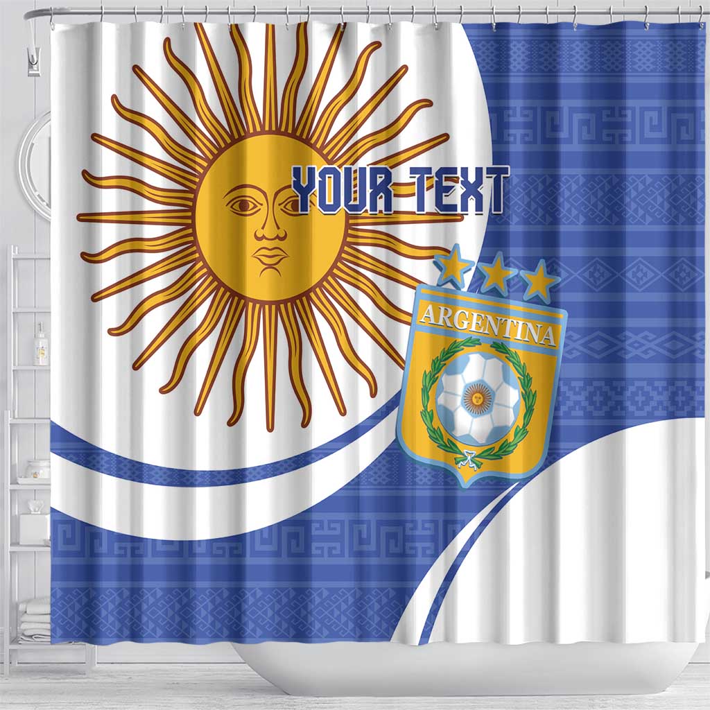 Custom Argentina Football Shower Curtain Vamos La Albiceleste - Navy Blue Version