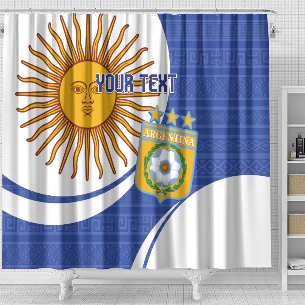 Custom Argentina Football Shower Curtain Vamos La Albiceleste - Navy Blue Version