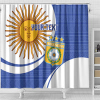 Custom Argentina Football Shower Curtain Vamos La Albiceleste - Navy Blue Version