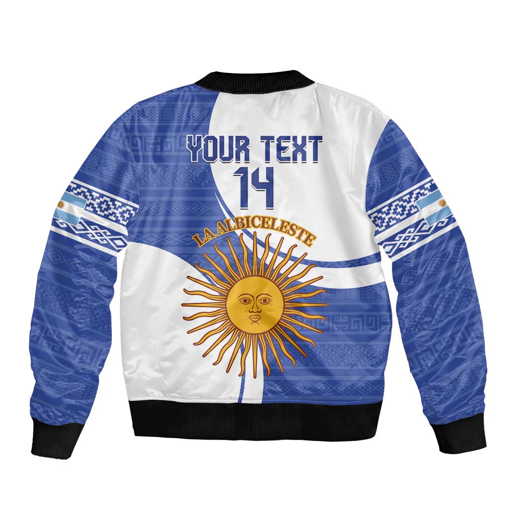 Custom Argentina Football Sleeve Zip Bomber Jacket Vamos La Albiceleste - Navy Blue Version - Wonder Print Shop