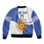 Custom Argentina Football Sleeve Zip Bomber Jacket Vamos La Albiceleste - Navy Blue Version - Wonder Print Shop