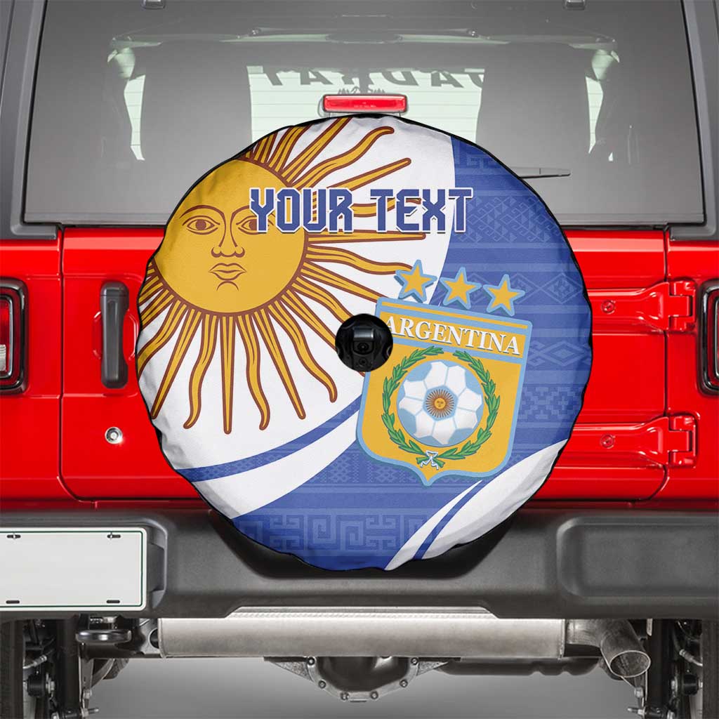 Custom Argentina Football Spare Tire Cover Vamos La Albiceleste - Navy Blue Version - Wonder Print Shop