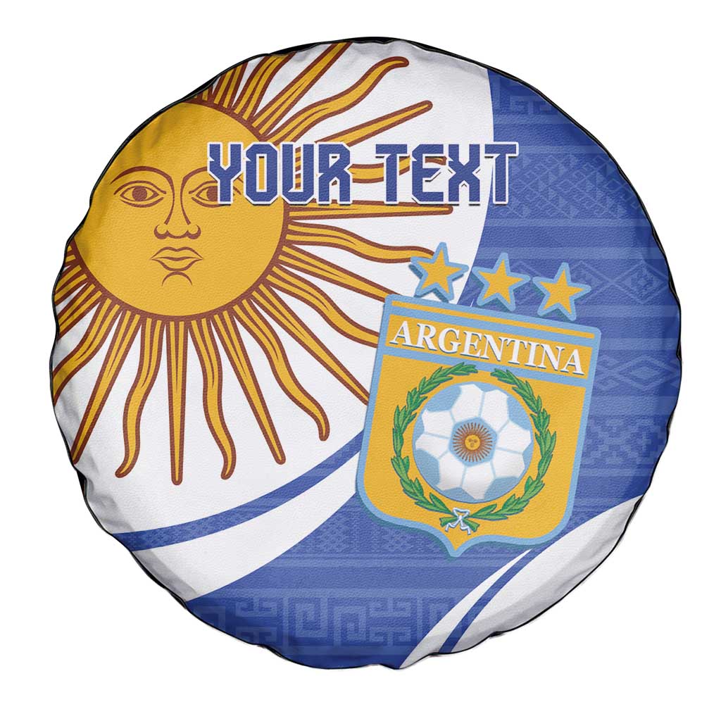 Custom Argentina Football Spare Tire Cover Vamos La Albiceleste - Navy Blue Version - Wonder Print Shop