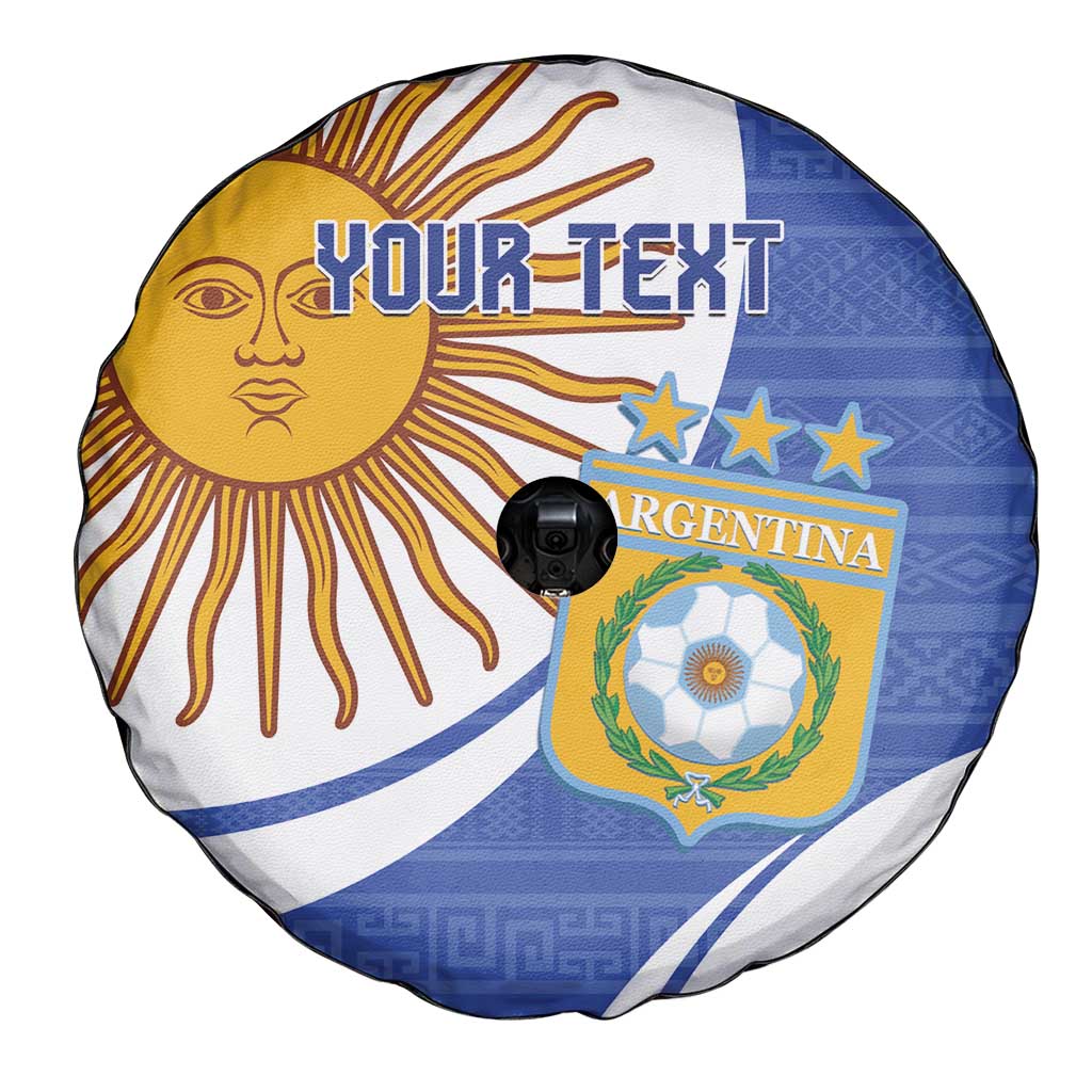 Custom Argentina Football Spare Tire Cover Vamos La Albiceleste - Navy Blue Version - Wonder Print Shop