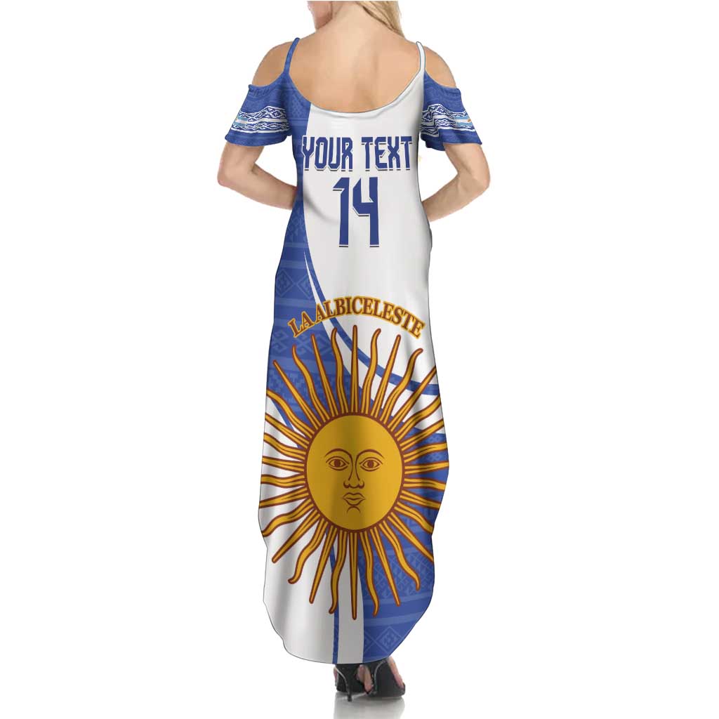 Custom Argentina Football Summer Maxi Dress Vamos La Albiceleste - Navy Blue Version - Wonder Print Shop