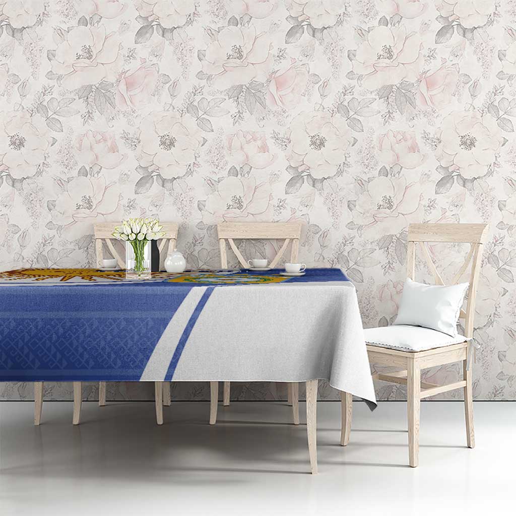 Custom Argentina Football Tablecloth Vamos La Albiceleste - Navy Blue Version - Wonder Print Shop