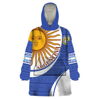 Custom Argentina Football Wearable Blanket Hoodie Vamos La Albiceleste - Navy Blue Version - Wonder Print Shop