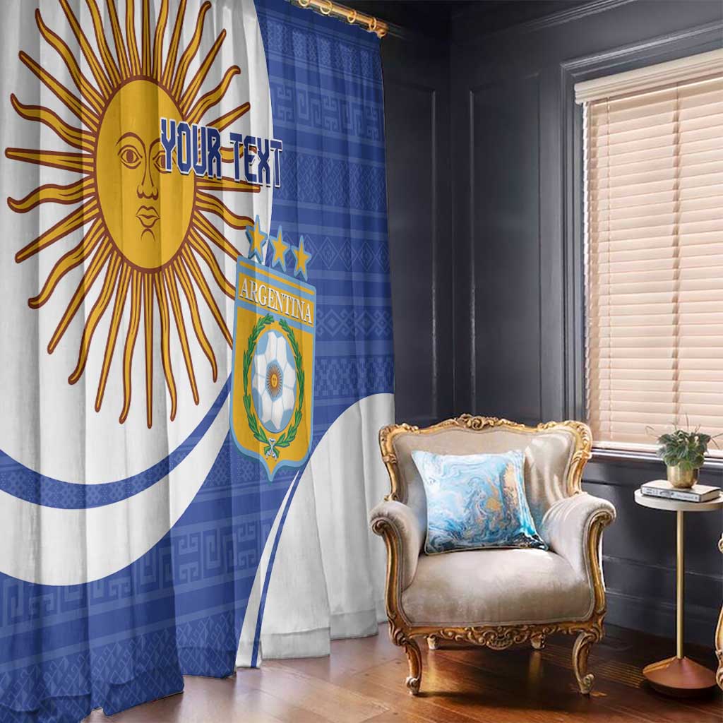 Custom Argentina Football Window Curtain Vamos La Albiceleste - Navy Blue Version - Wonder Print Shop
