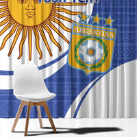 Custom Argentina Football Window Curtain Vamos La Albiceleste - Navy Blue Version - Wonder Print Shop